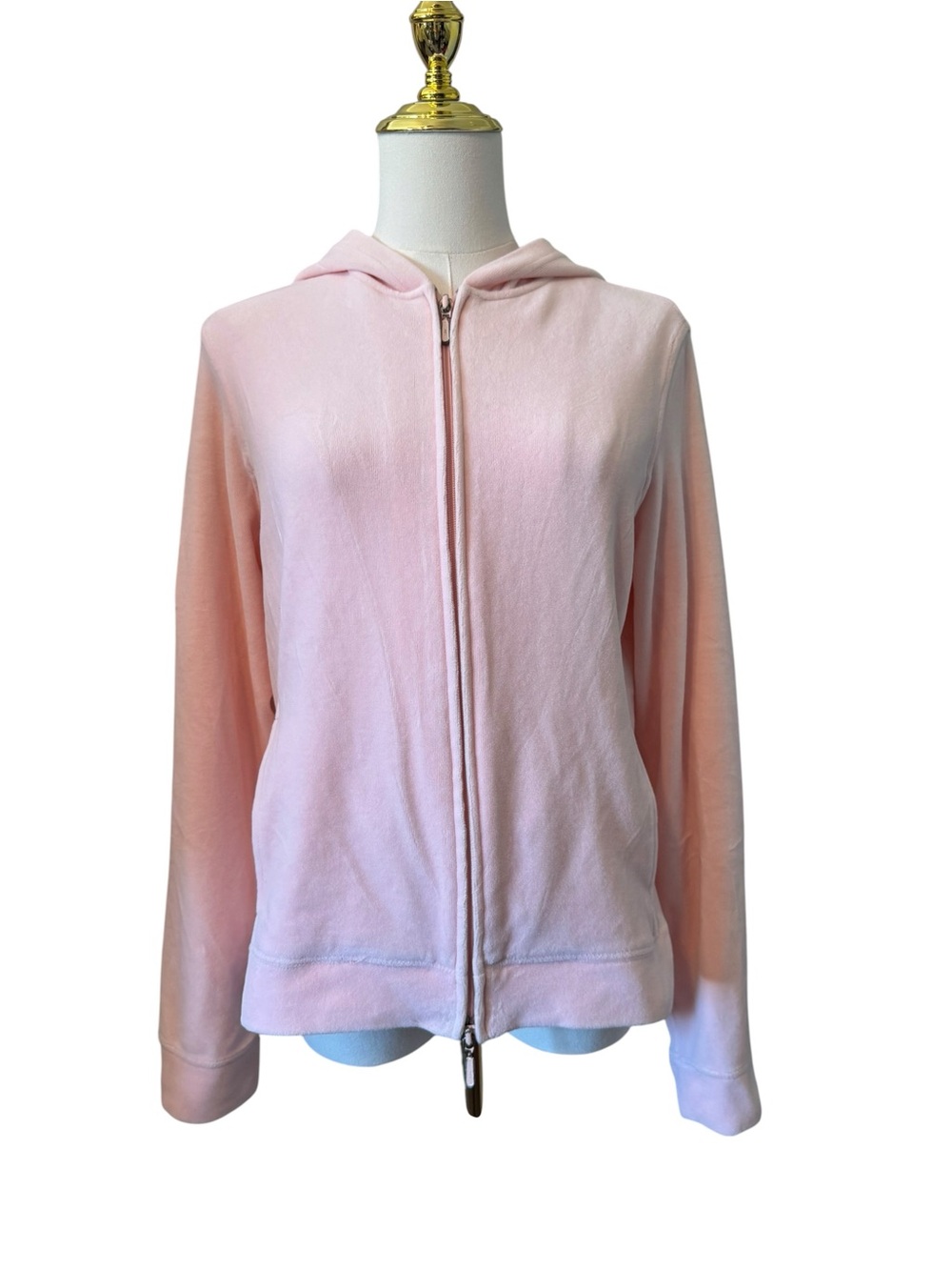 Express Women’s Light Pink Zip-Up Velour Hoodie L